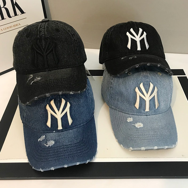 Men's Distressed Denim Baseball Cap Kalsten