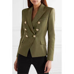 Women's Elegant Double-Breasted Blazer Jacket with Gold Buttons