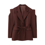 Elegant Oversized Blazer with Belt Detail