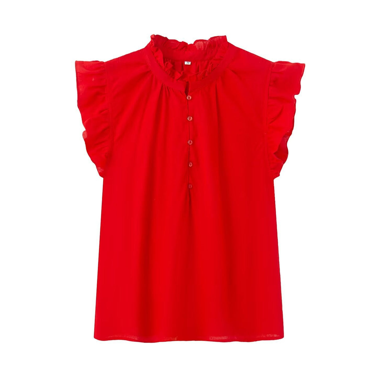 Women's Blouse with Ruffles and Button Placket
