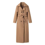 Women's Elegant Trench Coat with Epaulets and Waist Belt