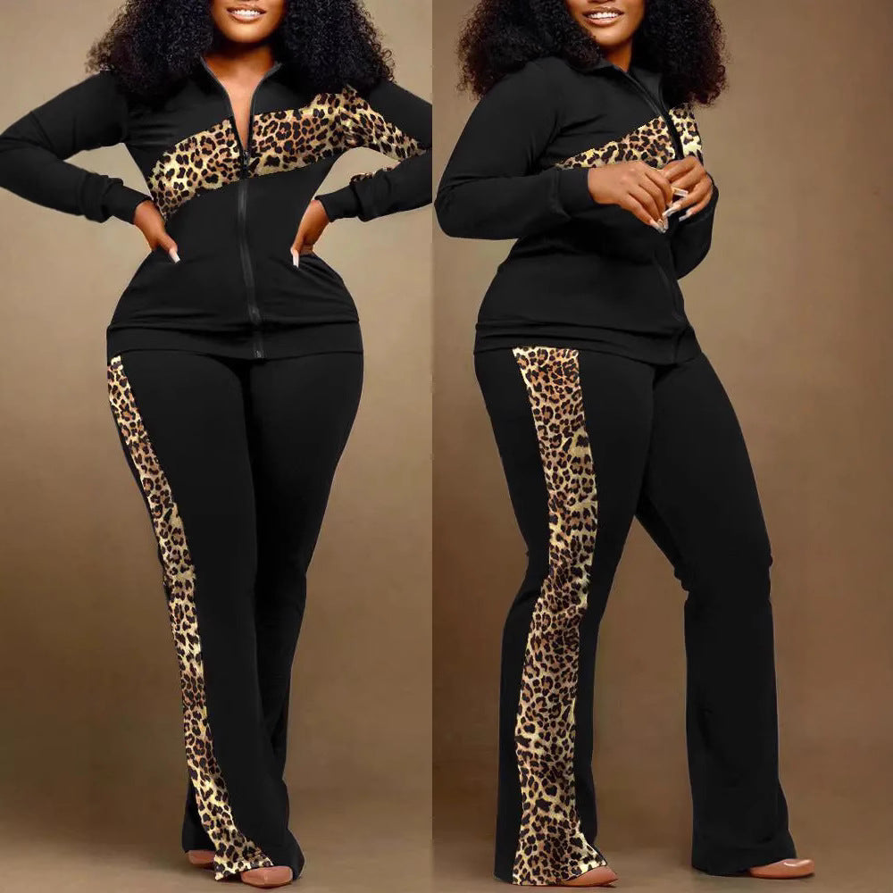 Denim-Style Tracksuit Set with Zipper