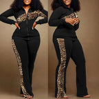 Denim-Style Tracksuit Set with Zipper