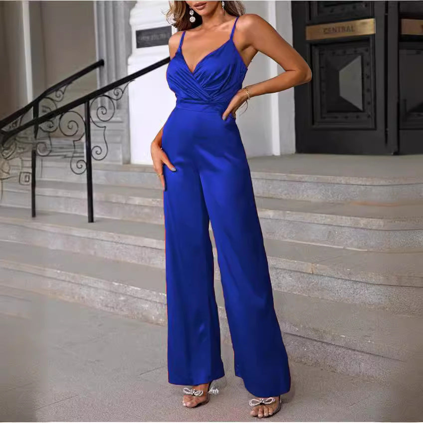 Elegant Women's Jumpsuit with Thin Straps and a Flowing Cut