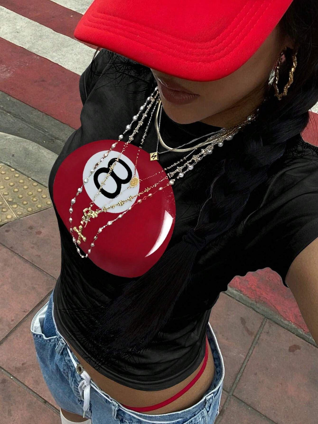 Women's Crop T-Shirt with Retro Phone Design