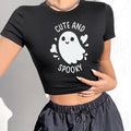 Women's Crop Shirt with Playful Ghost Motif
