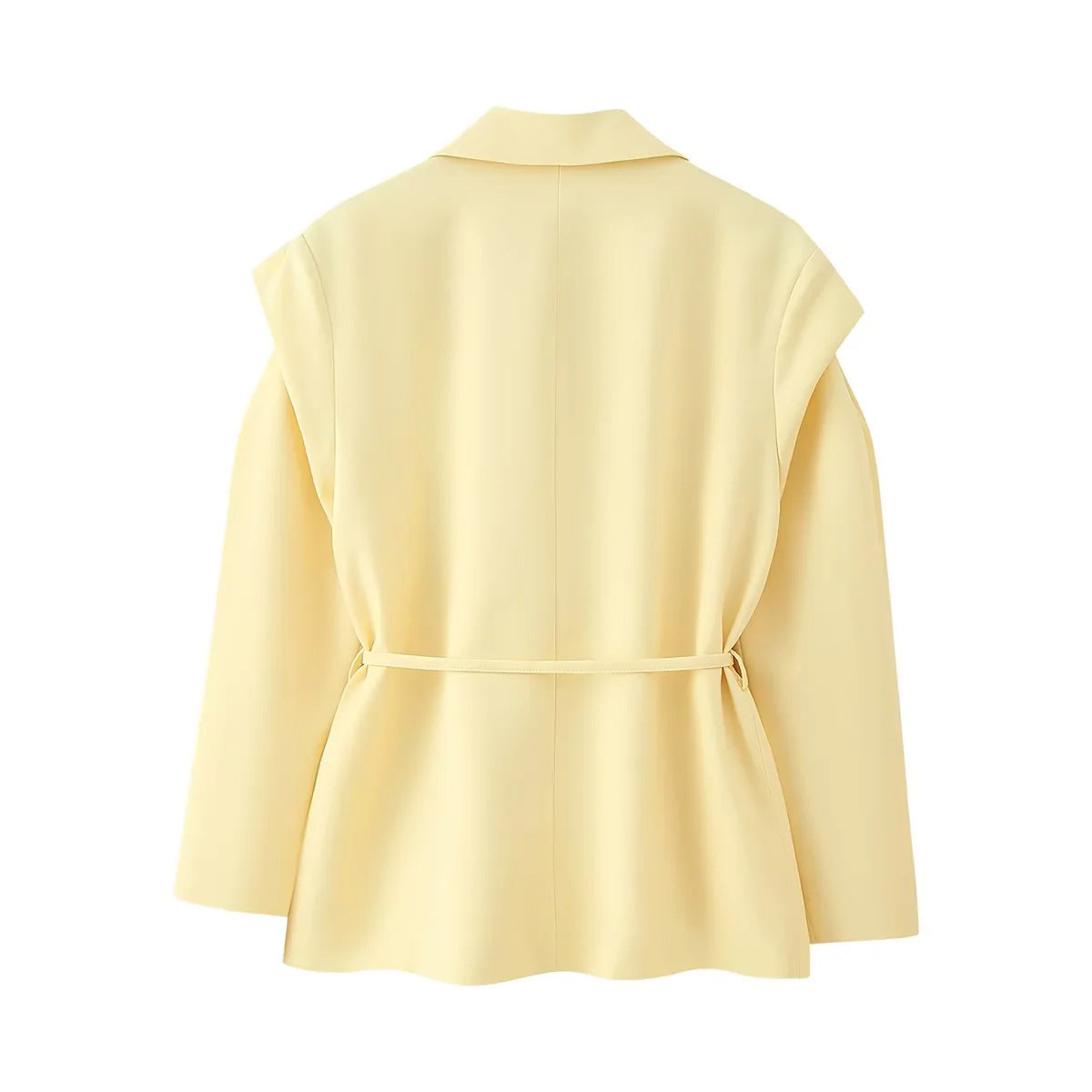 Women's Elegant Oversized Blazer Jacket with Belt and Shoulder Pads