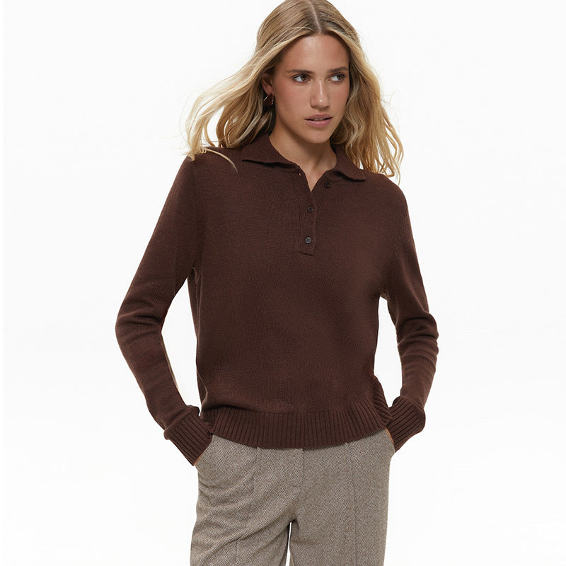 Women's Elegant Knit Sweater with Collar