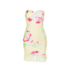 Women's Floral Cocktail Dress with Corset-Style Cut