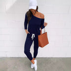 Women's Casual One-Shoulder Jumpsuit with Elastic Waist