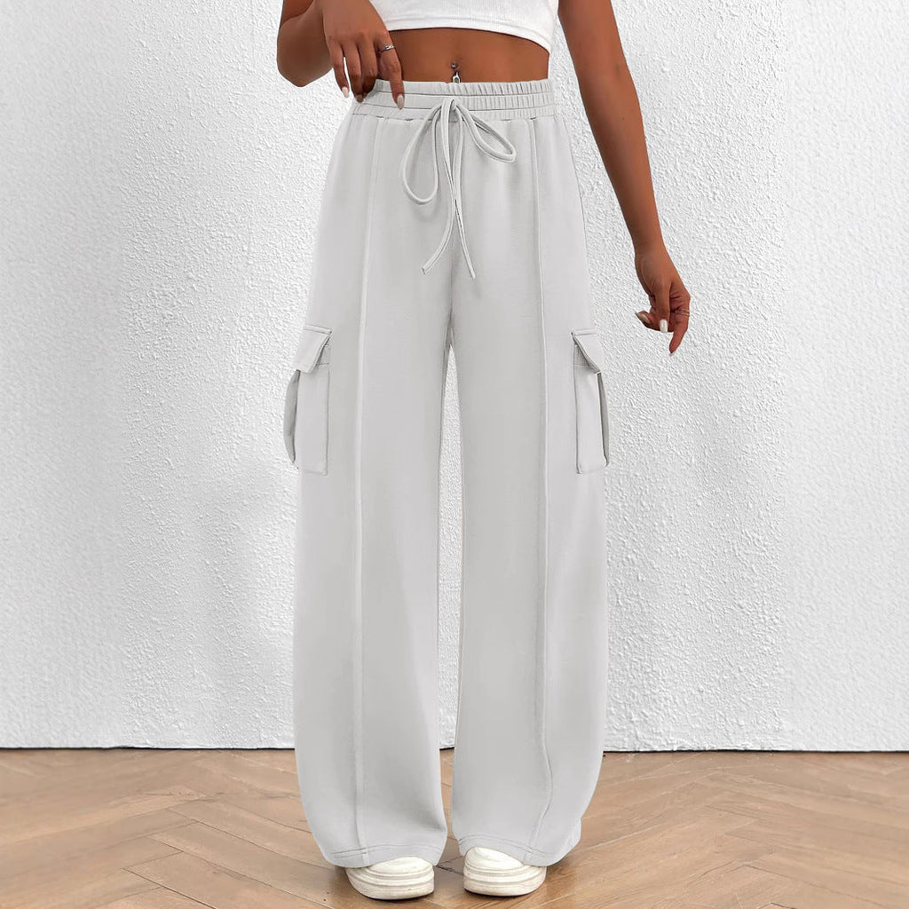Women's Wide-Leg Cargo Pants with Elastic Waist