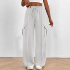 Women's Wide-Leg Cargo Pants with Elastic Waist