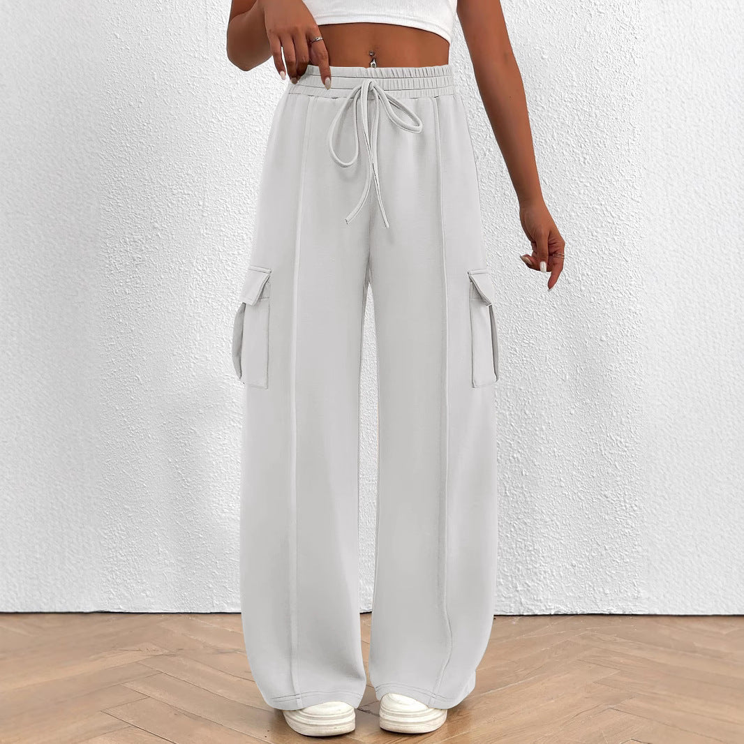 Women's Wide-Leg Cargo Pants with Elastic Waist