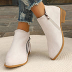 Women's Ankle Boots with Asymmetric Zipper