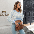 Women's Argyle Cropped Sweater