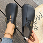 Women's Ballet Flats with Elastic Strap and Decorative Button