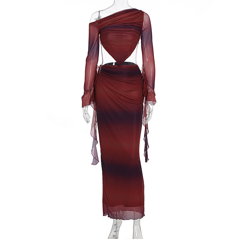 Women's Asymmetrical Maxi Dress with Cut-Outs