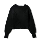 Women's Cropped Wrap Sweater in Textured Material