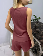 Women's High-Quality Sporty Short Set with Breathable Waffle Texture