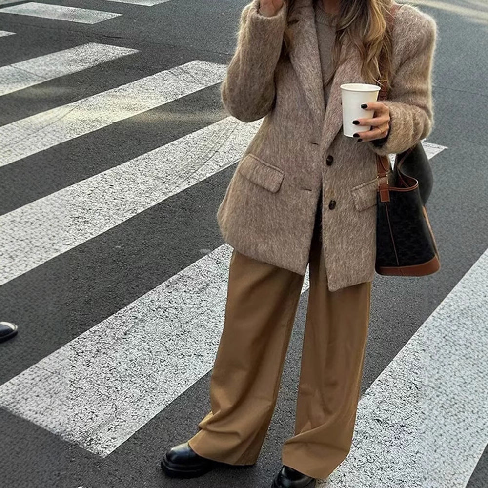 Women's Elegant Blazer Jacket in Quality Fabric with Fine Pattern