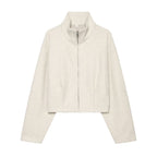Women's Casual Lounge Set with Stand Collar Zip Jacket and Wide Sweatpants