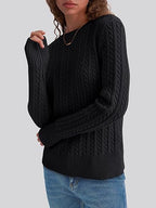 Women's Chunky Knit Sweater with Cable Knit Design and Long Sleeves