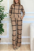 Women's Elegant Knit Loungewear Set with Graphic Pattern