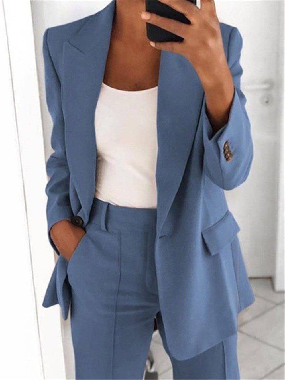 Women's Elegant and Loose Blazer Set with Wide Pants
