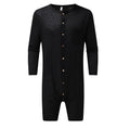 Women's Long-Sleeve Jumpsuit with Button Placket and Chest Pocket