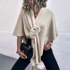 Elegant Poncho with Luxurious Faux Fur Trim