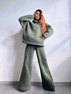 Women's Oversized Hoodie and Wide Leg Leisure Pants