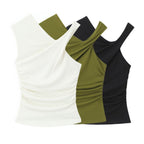 Women's Sleeveless Asymmetrical Top with Elegant Draping