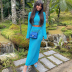 Women's Knitted Two-Piece Crop Top and Maxi Skirt Set