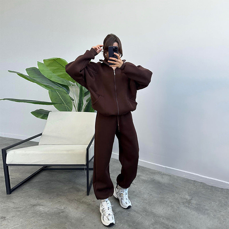 Women's Casual Two-Piece Set with Oversized Hoodie and Joggers