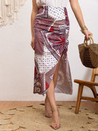 Women's Maxi Skirt with Decorative Wrap Design and Side Slit