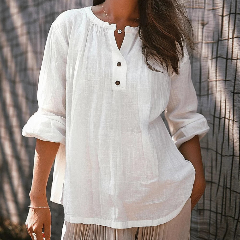 Casual Women's Blouse with Button Placket