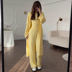 Women's Loungewear Set with Long-Sleeve Top and Wide Palazzo Pants