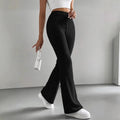 Women's Comfortable Wide-Leg Ribbed Pants with High Waist