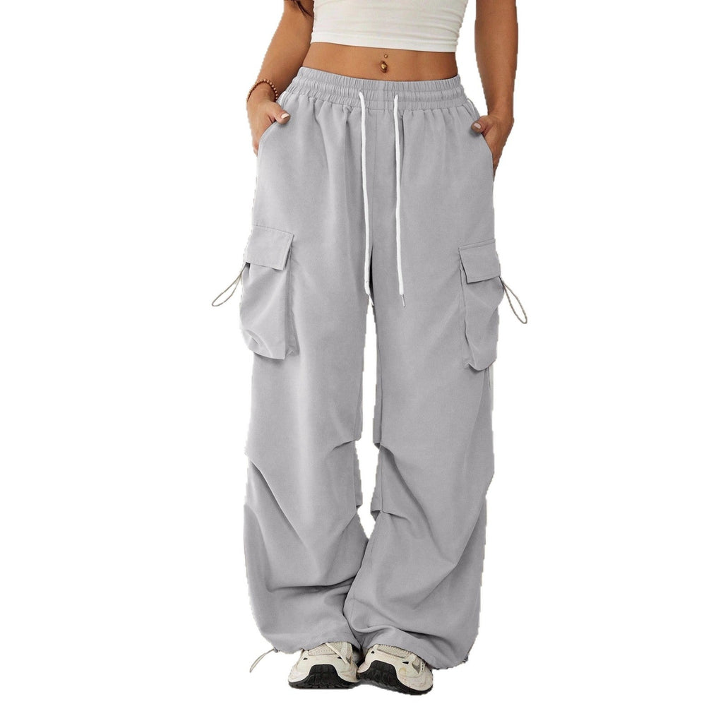 Women's Cargo Pants with Side Pockets and Elastic Waistband