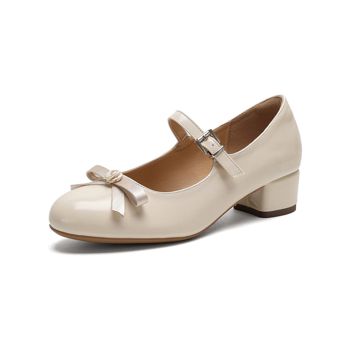 Women's Ballet Flats with Strap and Bow Detail