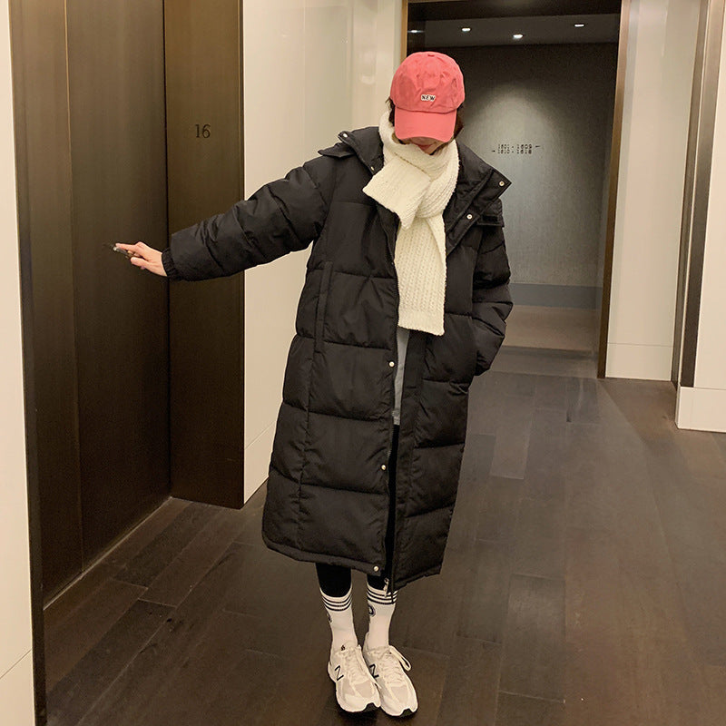 Women's Long Insulated Winter Jacket with Hood and Inner Pockets