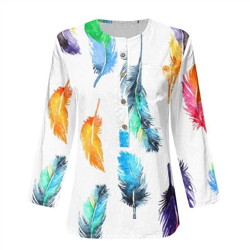 Women's Long Sleeve Button-Down Blouse with Floral Print