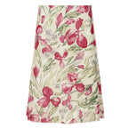 High-Waisted Flared Midi Skirt with Floral Watercolor Print