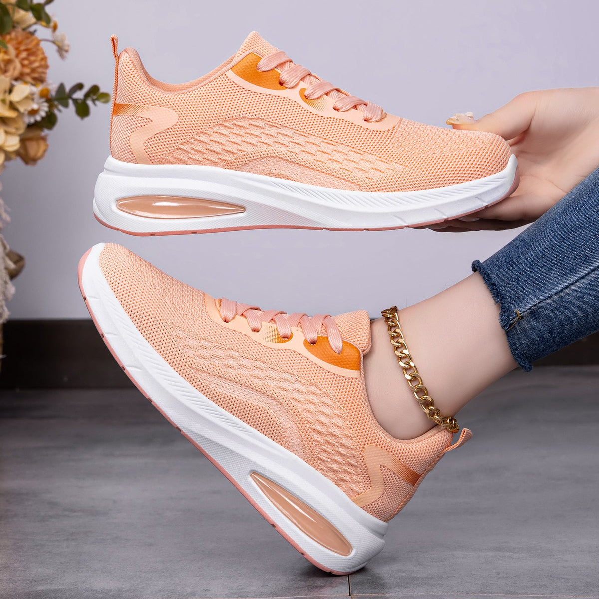 Women's Breathable Casual Sneakers with Non-Slip Sole and Elastic Upper