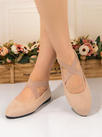 Women's Ballet Flats with Elegant Cross-Strap and Soft Lining