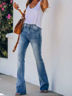 Women's Casual Chic Bootcut Jeans with Cropped Leg