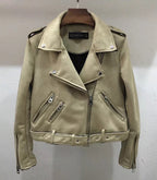 Women's High-Quality Suede Biker Jacket with Stylish Zipper Details
