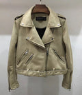 Women's Faux Suede Biker Jacket with Asymmetrical Zipper