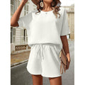 Casual Top and Shorts Set with Elastic Waist