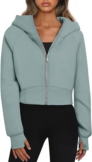 Women's Cropped Hooded Jacket with Zipper